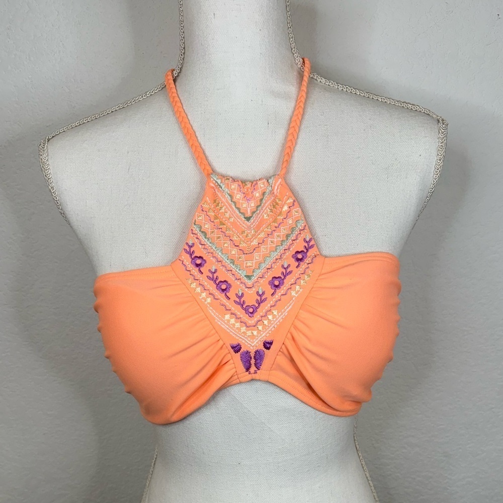 Ninety Six Degrees Coral Tribal Halter Top Bikini Top NWT - Picture 3 of 5